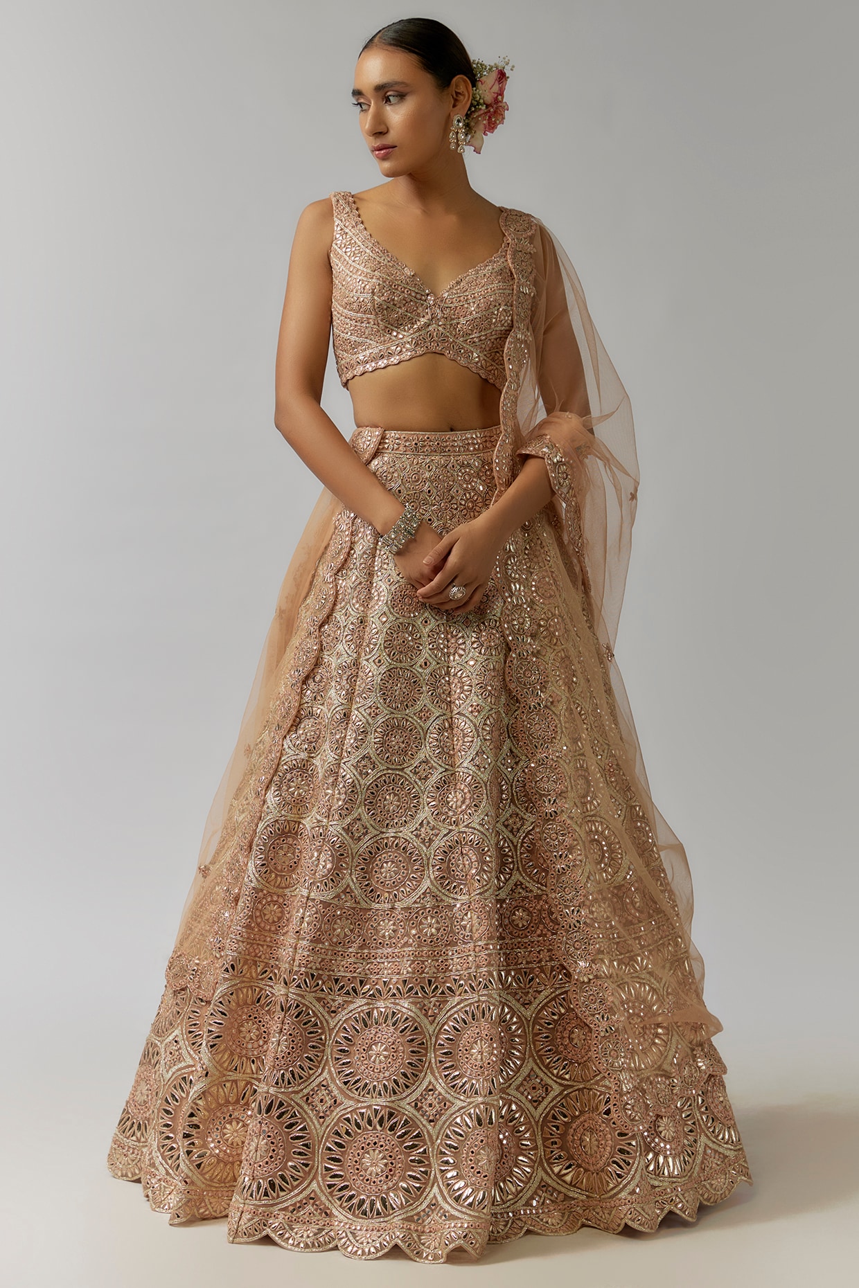 Golden Red Combination Lehenga 2024 | www.gemologytidbits.com