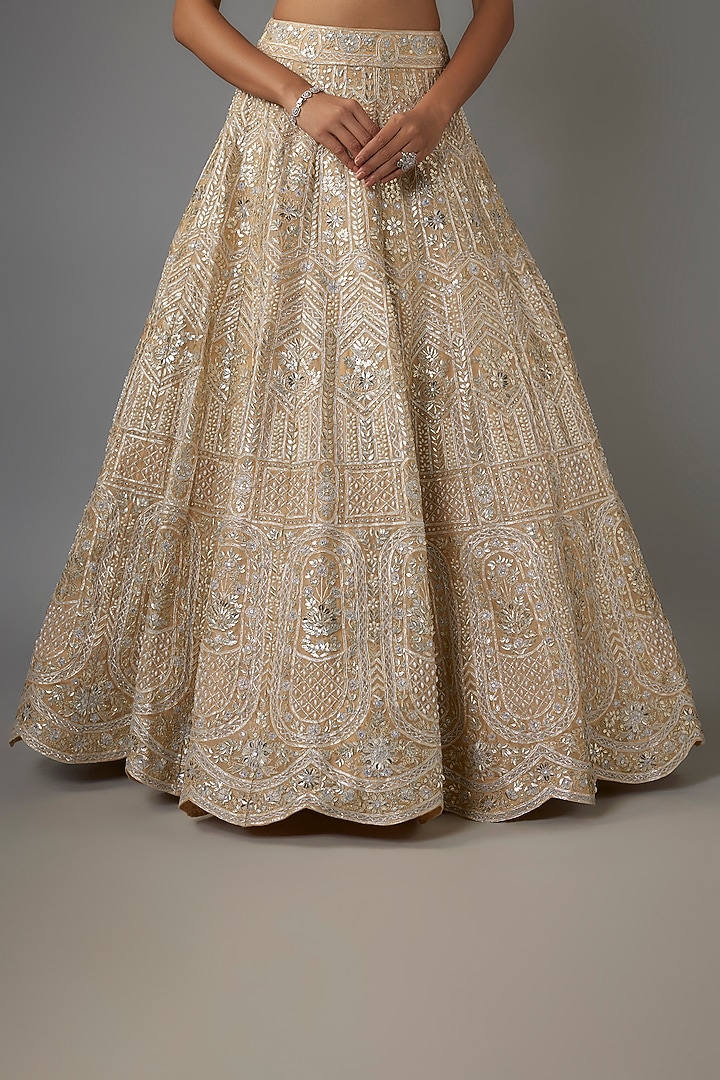Champagne Organza Bridal Lehenga Set by Aneesh Agarwaal at Pernia's Pop Up Shop
