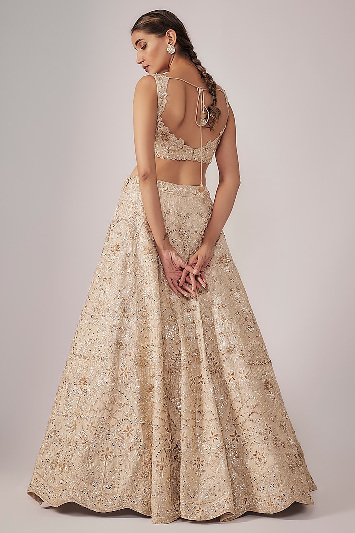 Bronze Organza Bridal Lehenga Set by Aneesh Agarwaal at Pernia's Pop Up Shop