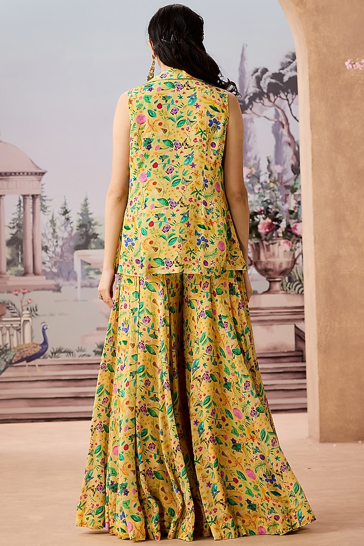 Yellow Crepe Wedding Sharara Set by Aneesh Agarwaal PRET at Pernia's Pop Up Shop