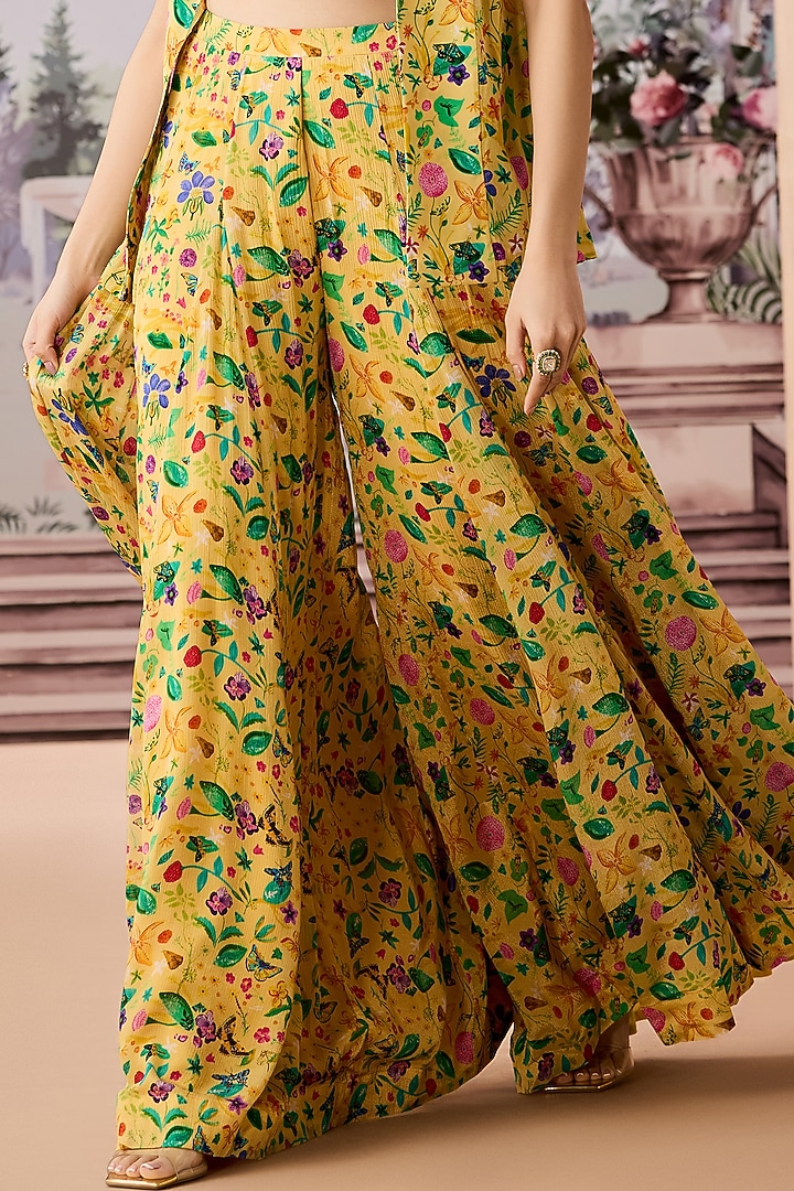 Yellow Crepe Wedding Sharara Set by Aneesh Agarwaal PRET at Pernia's Pop Up Shop