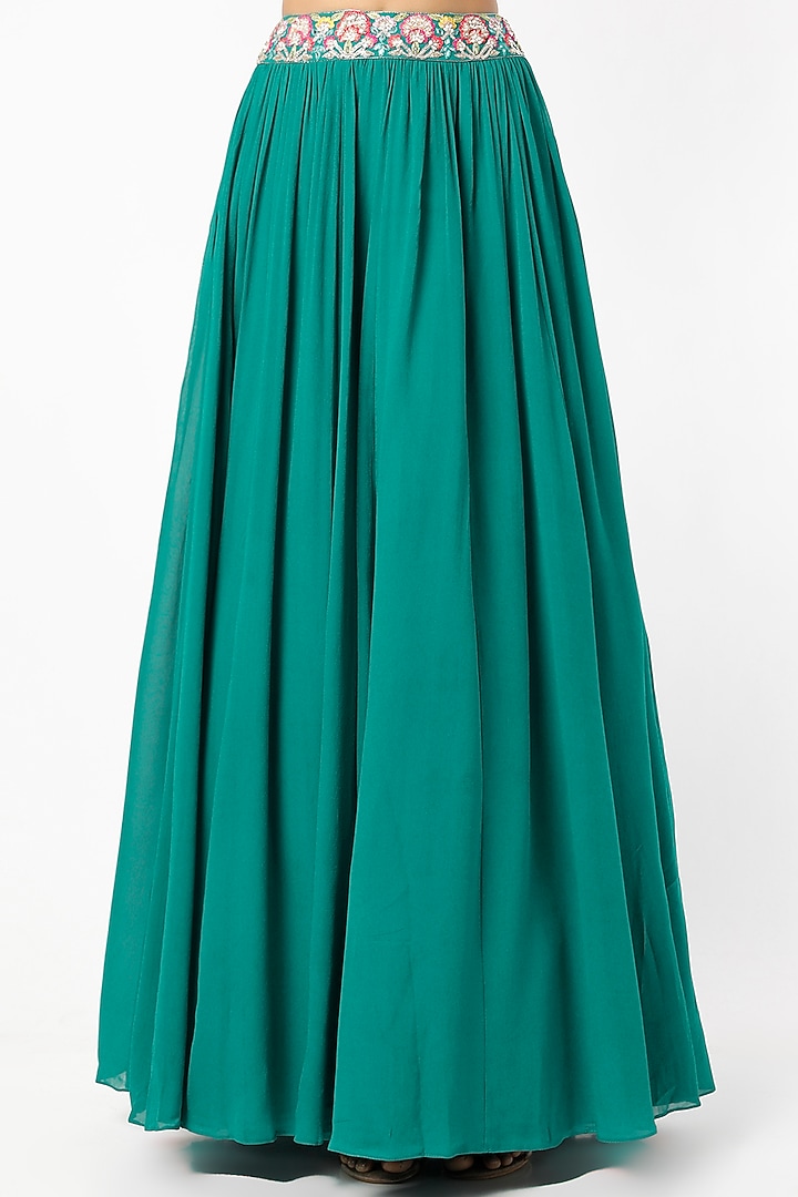 Teal Embroidered Cape Set by Aneesh Agarwaal PRET at Pernia's Pop Up Shop