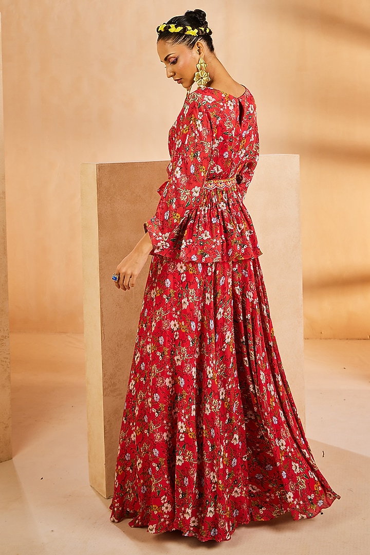 Red Chinon Co-Ord Set by Aneesh Agarwaal PRET at Pernia's Pop Up Shop
