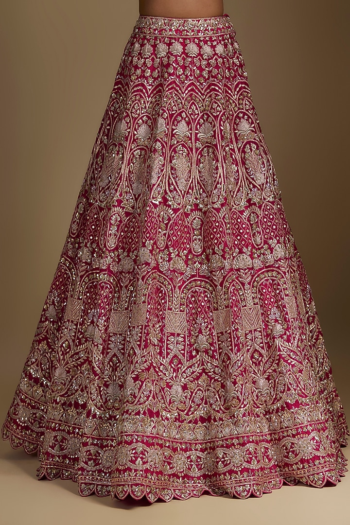Fuchsia Silk Organza Bridal Lehenga Set by Aneesh Agarwaal at Pernia's Pop Up Shop