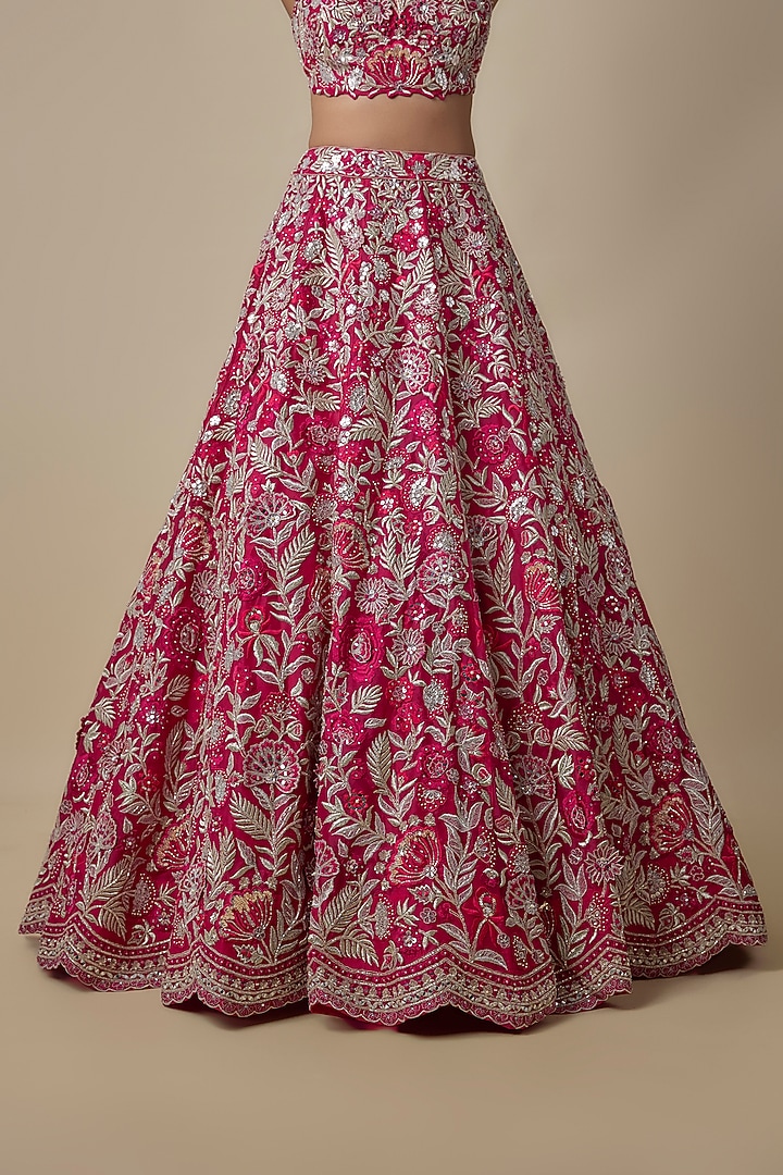 Cherry Red Organza Bridal Lehenga Set by Aneesh Agarwaal at Pernia's Pop Up Shop