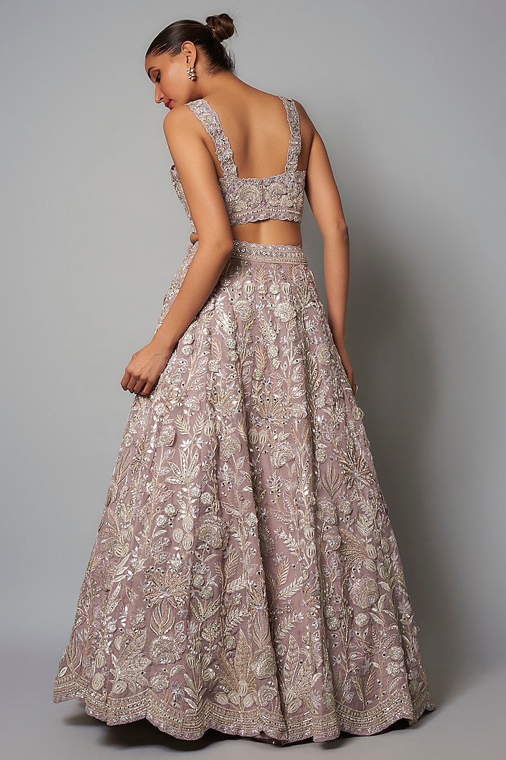 Taupe Silk Organza Bridal Lehenga Set by Aneesh Agarwaal at Pernia's Pop Up Shop