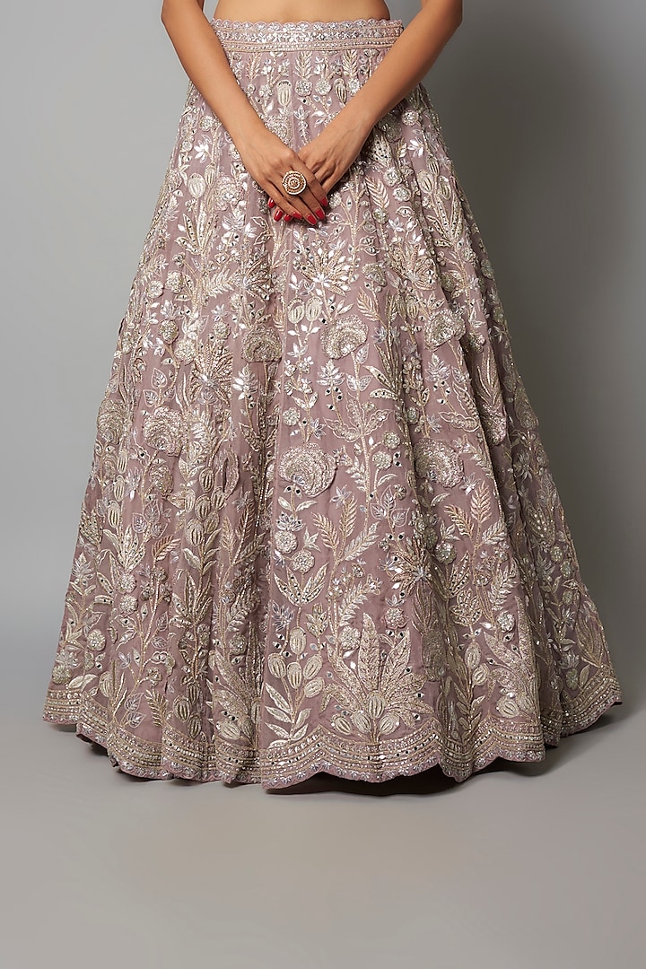 Taupe Silk Organza Bridal Lehenga Set by Aneesh Agarwaal at Pernia's Pop Up Shop