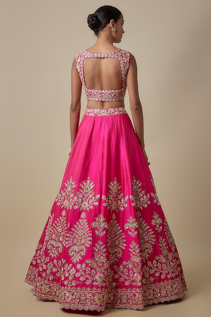 Rani Silk Bridal Lehenga Set by Aneesh Agarwaal at Pernia's Pop Up Shop