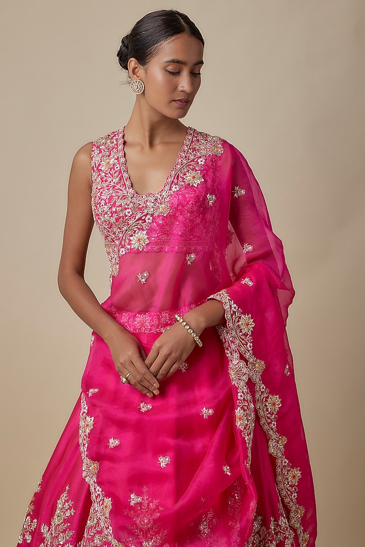 Rani Silk Bridal Lehenga Set by Aneesh Agarwaal at Pernia's Pop Up Shop