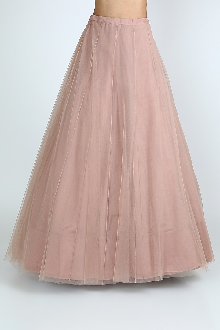 Blush Pink Net Zari Embroidered Jacket Bridal Lehenga Set by Aneesh Agarwaal at Pernia's Pop Up Shop
