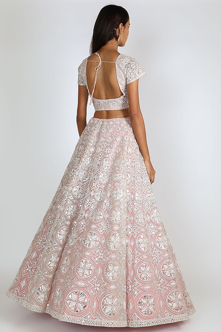 Blush Pink Embroidered Bridal Lehenga Set by Aneesh Agarwaal at Pernia's Pop Up Shop