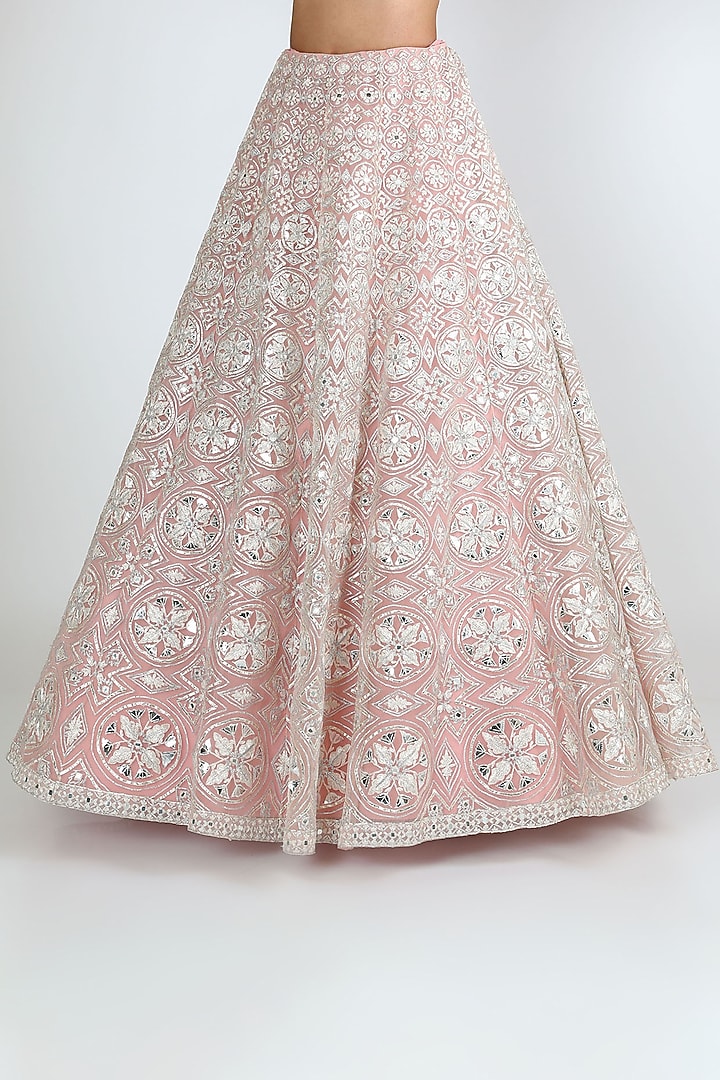 Blush Pink Embroidered Bridal Lehenga Set by Aneesh Agarwaal at Pernia's Pop Up Shop