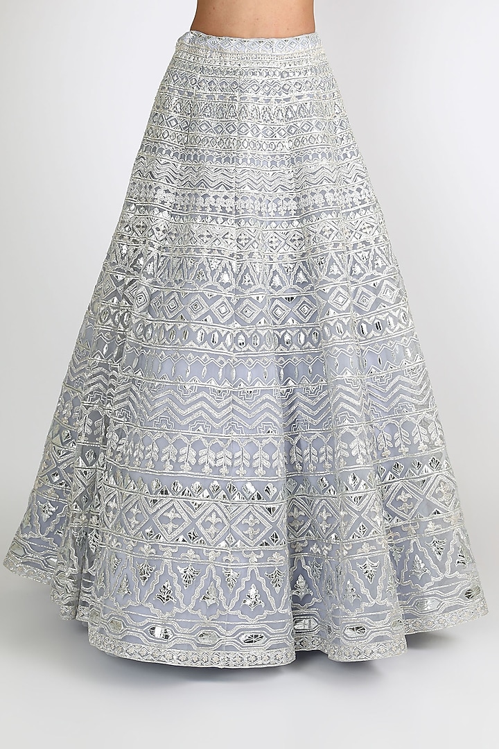 Sky Blue Embroidered Bridal Lehenga Set by Aneesh Agarwaal at Pernia's Pop Up Shop