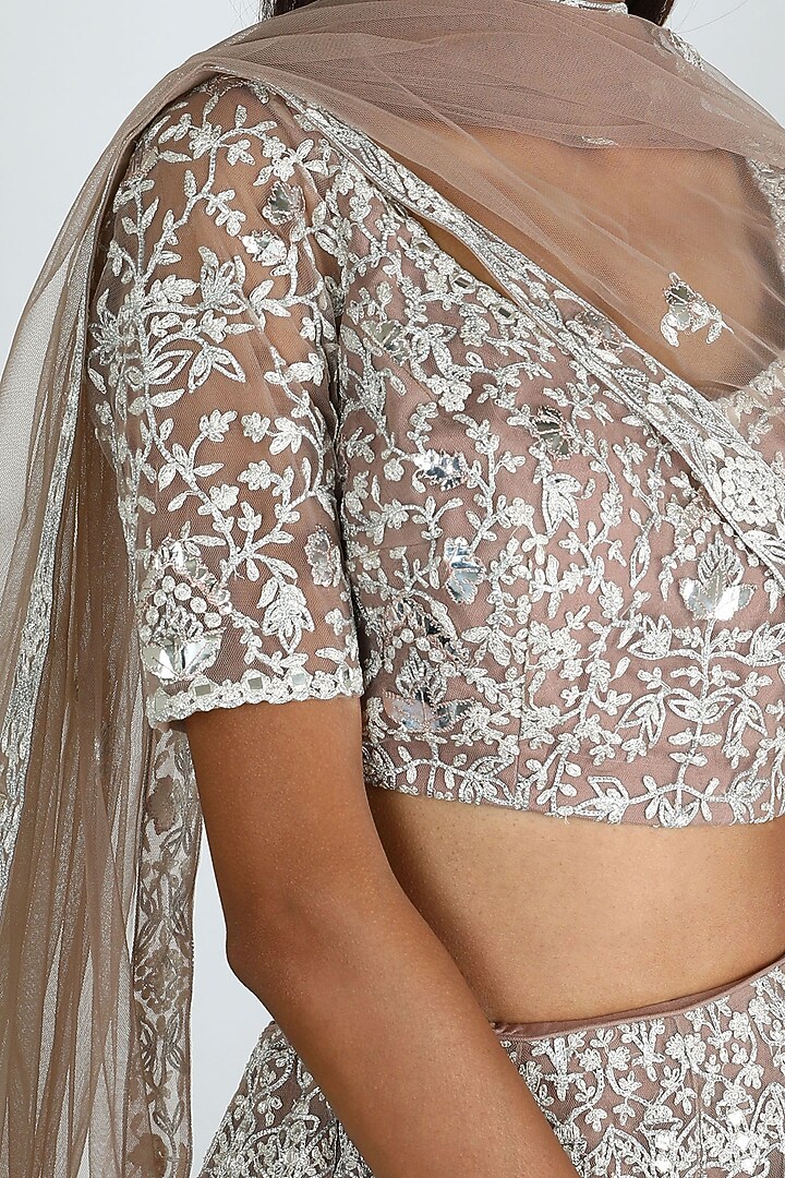 Brown Embroidered Bridal Lehenga Set by Aneesh Agarwaal at Pernia's Pop Up Shop