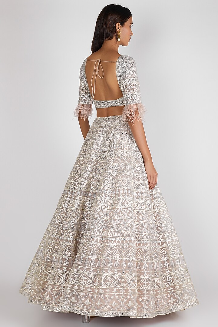 Beige Embroidered Bridal Lehenga Set by Aneesh Agarwaal at Pernia's Pop Up Shop