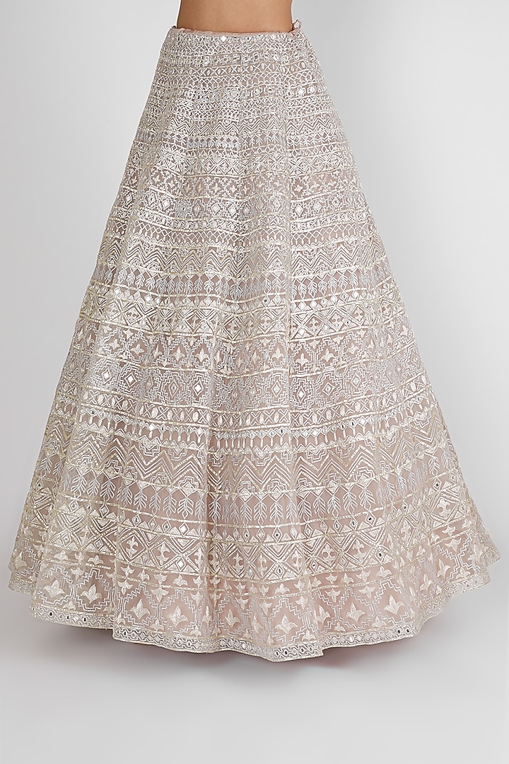 Beige Embroidered Bridal Lehenga Set by Aneesh Agarwaal at Pernia's Pop Up Shop