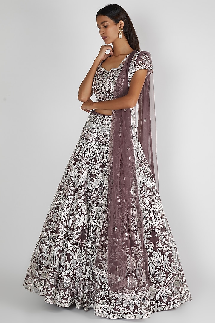 Brown Embroidered Bridal Lehenga Set by Aneesh Agarwaal at Pernia's Pop Up Shop