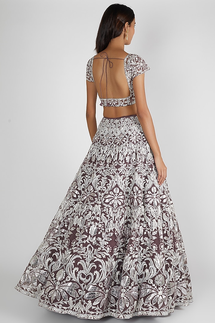 Brown Embroidered Bridal Lehenga Set by Aneesh Agarwaal at Pernia's Pop Up Shop