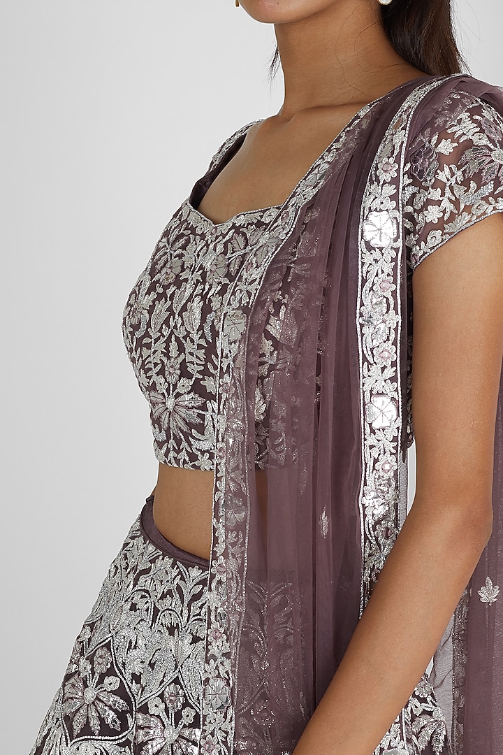 Brown Embroidered Bridal Lehenga Set by Aneesh Agarwaal at Pernia's Pop Up Shop