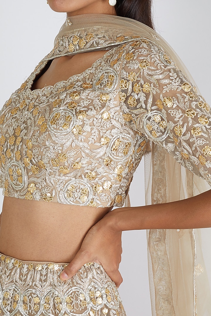 Gold Embroidered Bridal Lehenga Set by Aneesh Agarwaal at Pernia's Pop Up Shop