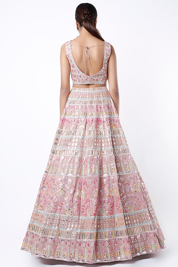 Blush PInk Embroidered Bridal Lehenga Set by Aneesh Agarwaal at Pernia's Pop Up Shop