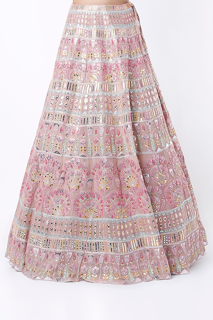 Blush PInk Embroidered Bridal Lehenga Set by Aneesh Agarwaal at Pernia's Pop Up Shop