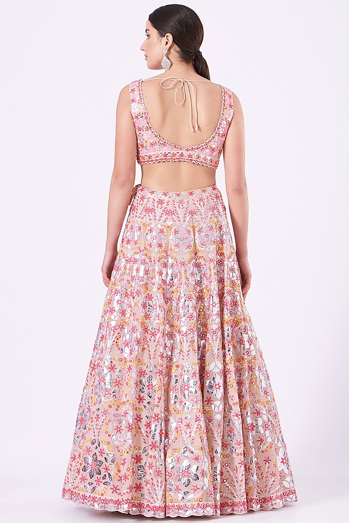 Blush Pink Embroidered Bridal Lehenga Set by Aneesh Agarwaal at Pernia's Pop Up Shop