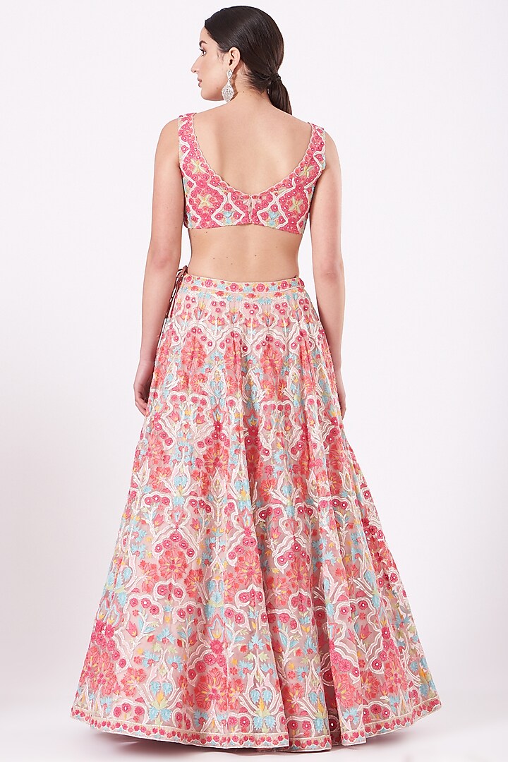 Pink Embroidered Bridal Lehenga Set by Aneesh Agarwaal at Pernia's Pop Up Shop