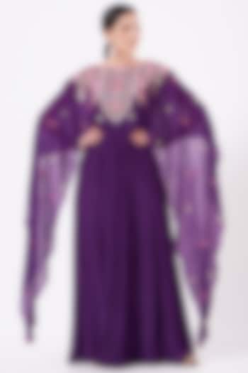 Purple Georgette Jacket Lehenga Set by Aneesh Agarwaal PRET