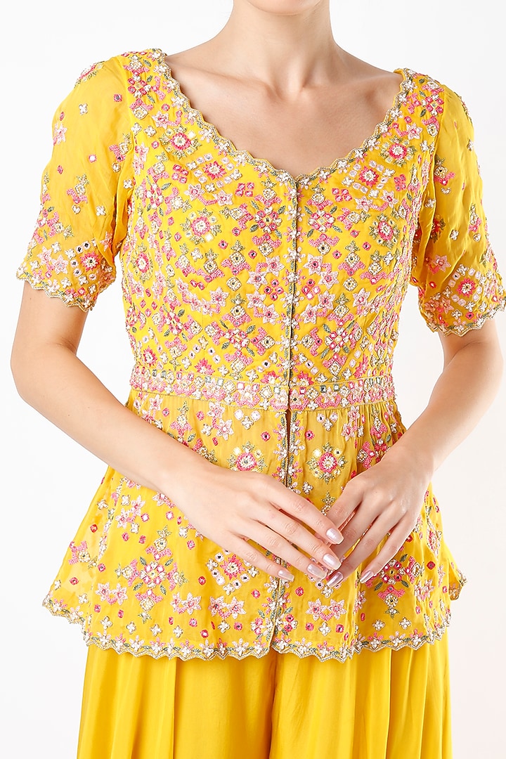 Yellow Georgette Wedding Lehenga Set by Aneesh Agarwaal PRET at Pernia's Pop Up Shop