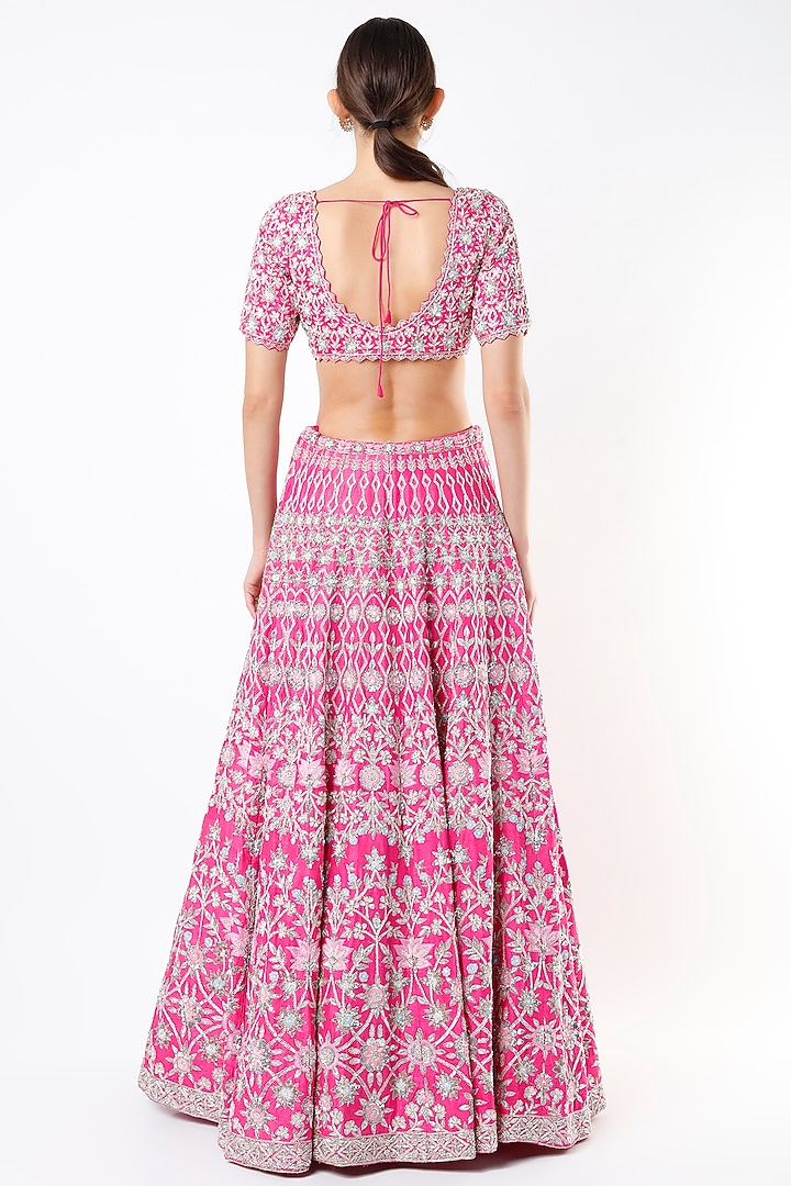 Fuchsia Embroidered Bridal Lehenga Set by Aneesh Agarwaal at Pernia's Pop Up Shop