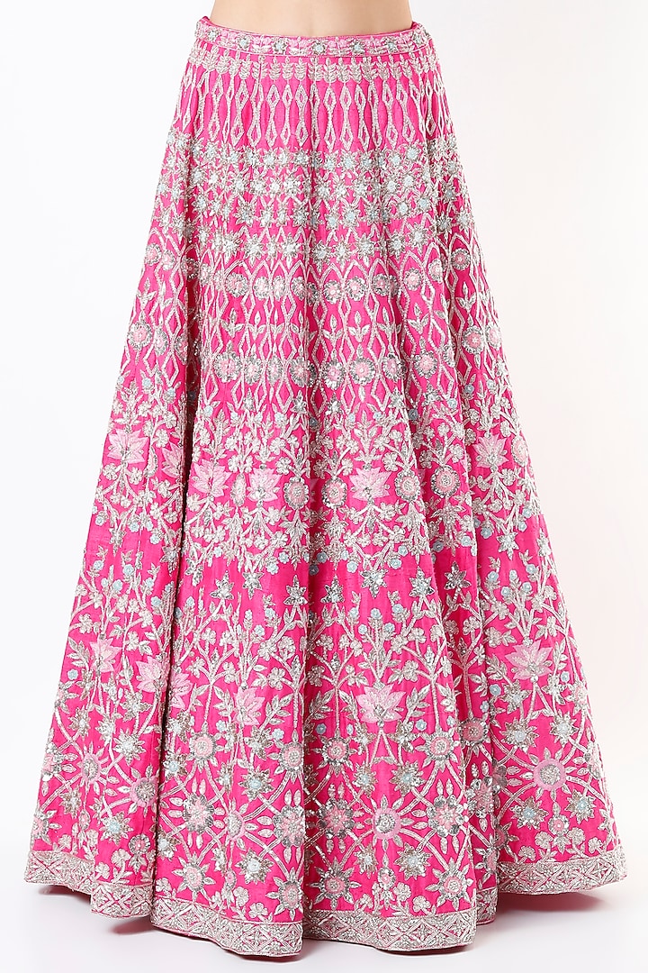 Fuchsia Embroidered Bridal Lehenga Set by Aneesh Agarwaal at Pernia's Pop Up Shop