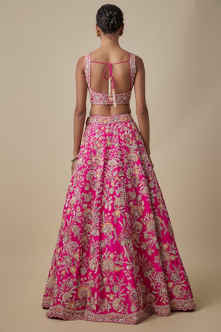 Rani Silk Zardosi Work Bridal Lehenga Set by Aneesh Agarwaal at Pernia's Pop Up Shop