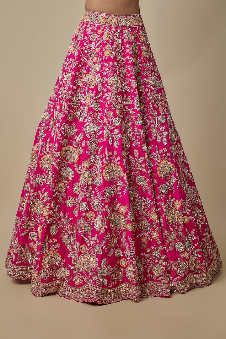 Rani Silk Zardosi Work Bridal Lehenga Set by Aneesh Agarwaal at Pernia's Pop Up Shop