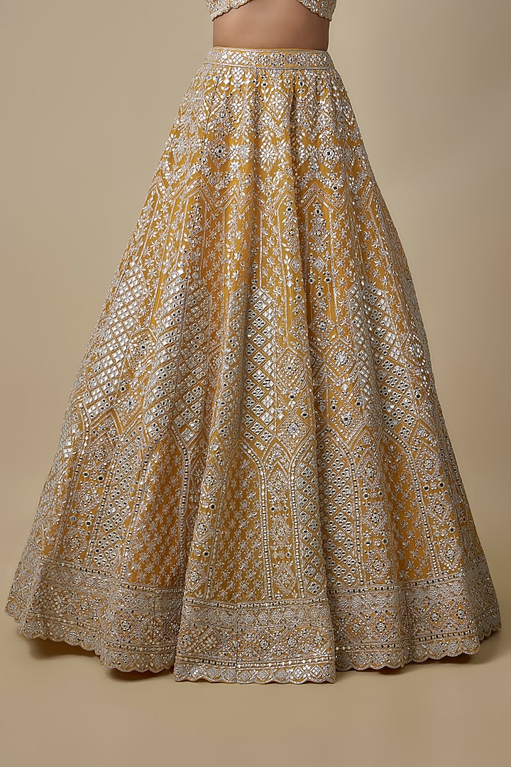 Rust Organza Mirror Bridal Lehenga Set by Aneesh Agarwaal at Pernia's Pop Up Shop