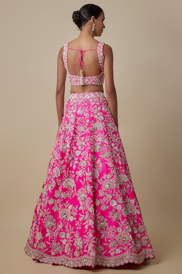 Pink Silk Bridal Lehenga Set by Aneesh Agarwaal at Pernia's Pop Up Shop