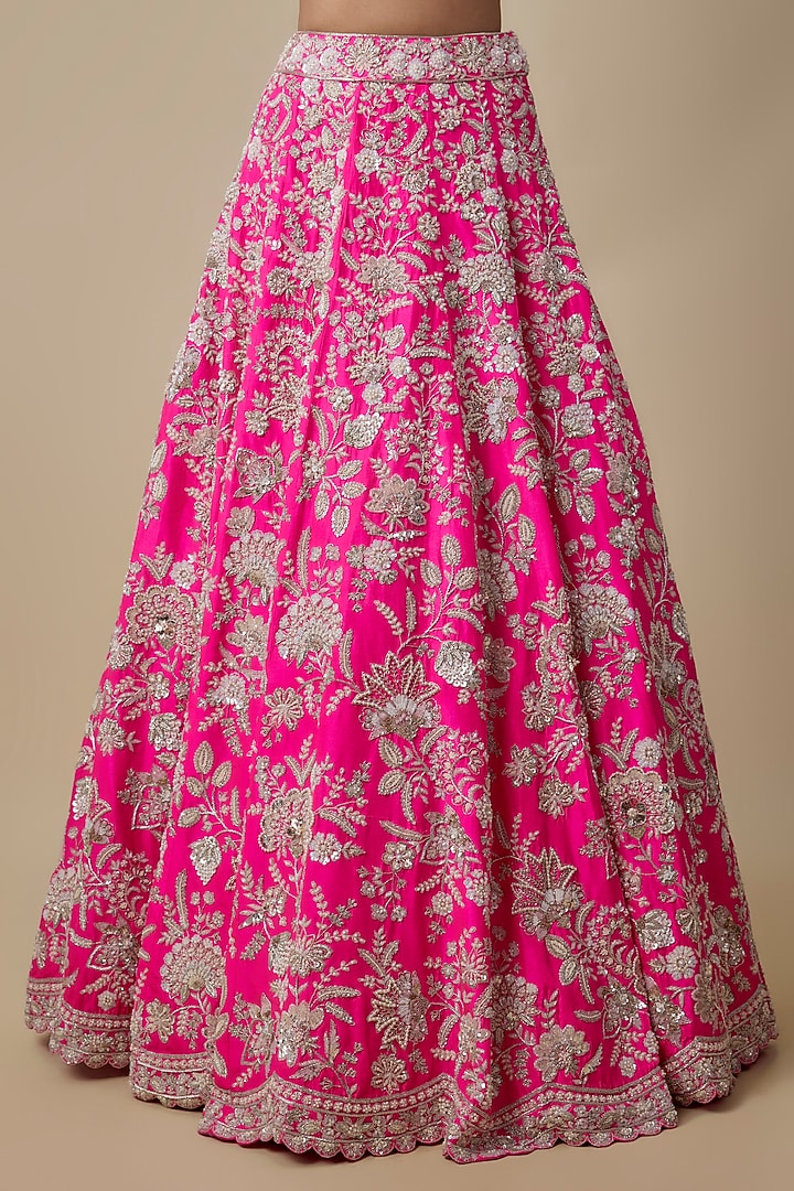 Pink Silk Bridal Lehenga Set by Aneesh Agarwaal at Pernia's Pop Up Shop