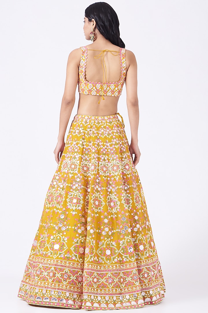 Yellow Embroidered Bridal Lehenga Set by Aneesh Agarwaal at Pernia's Pop Up Shop