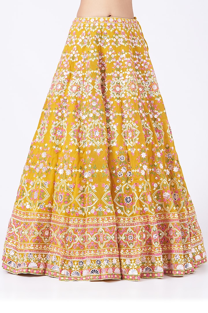 Yellow Embroidered Bridal Lehenga Set by Aneesh Agarwaal at Pernia's Pop Up Shop