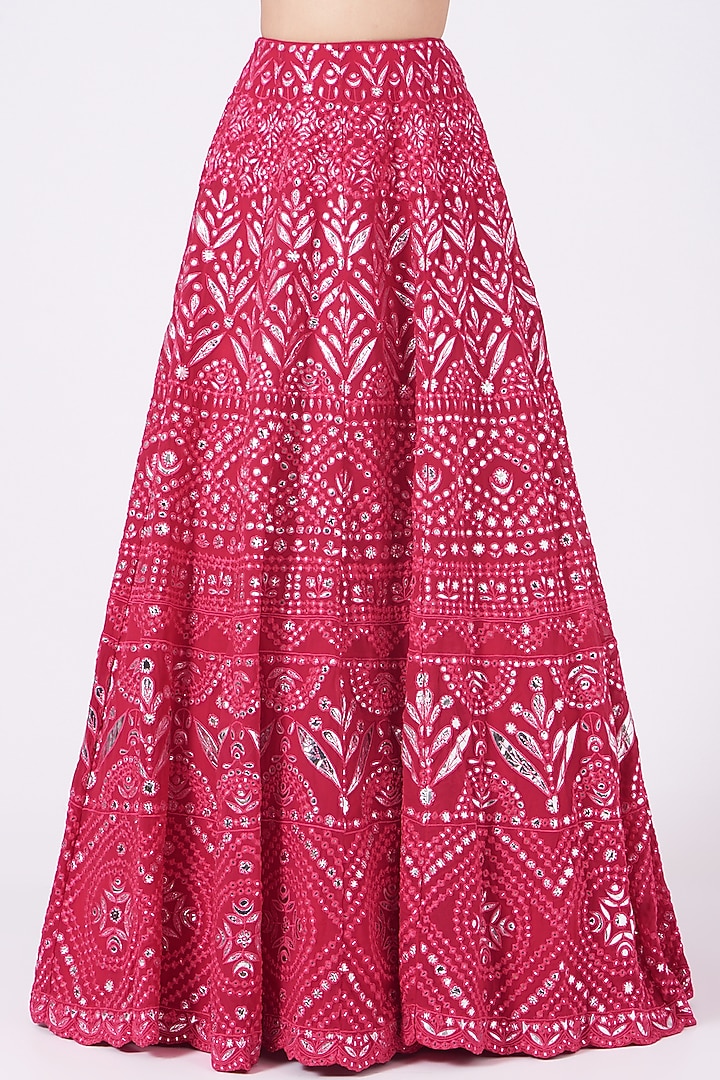Ruby Red Embroidered Bridal Lehenga Set by Aneesh Agarwaal at Pernia's Pop Up Shop
