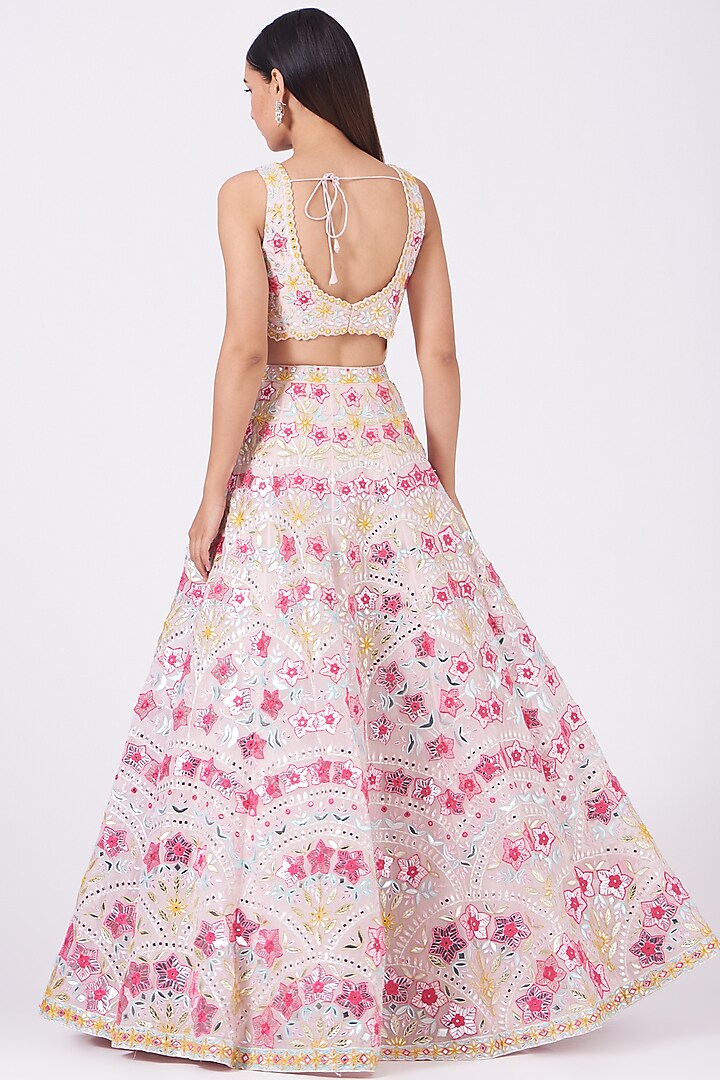 Blush Pink Embroidered Bridal Lehenga Set by Aneesh Agarwaal at Pernia's Pop Up Shop