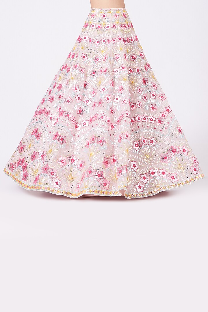 Blush Pink Embroidered Bridal Lehenga Set by Aneesh Agarwaal at Pernia's Pop Up Shop