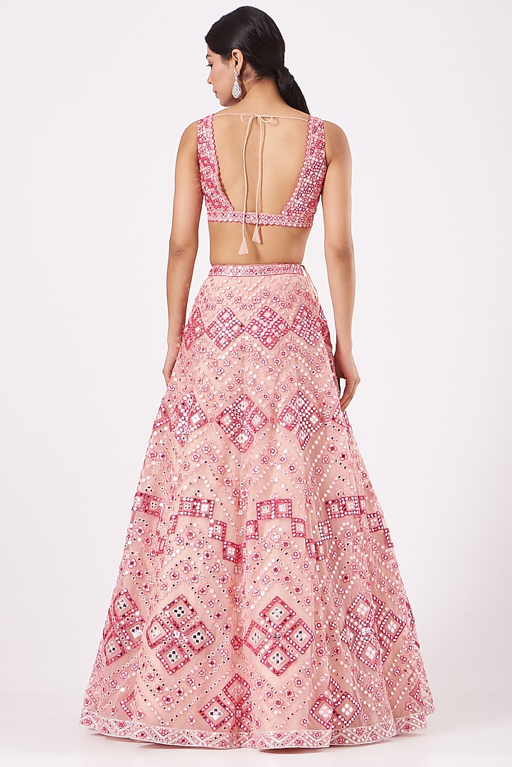 Soft Pink Embroidered Bridal Lehenga Set by Aneesh Agarwaal at Pernia's Pop Up Shop