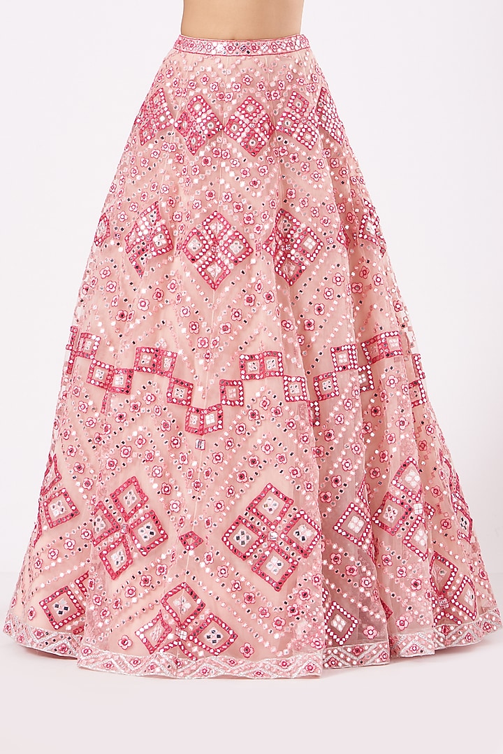 Soft Pink Embroidered Bridal Lehenga Set by Aneesh Agarwaal at Pernia's Pop Up Shop