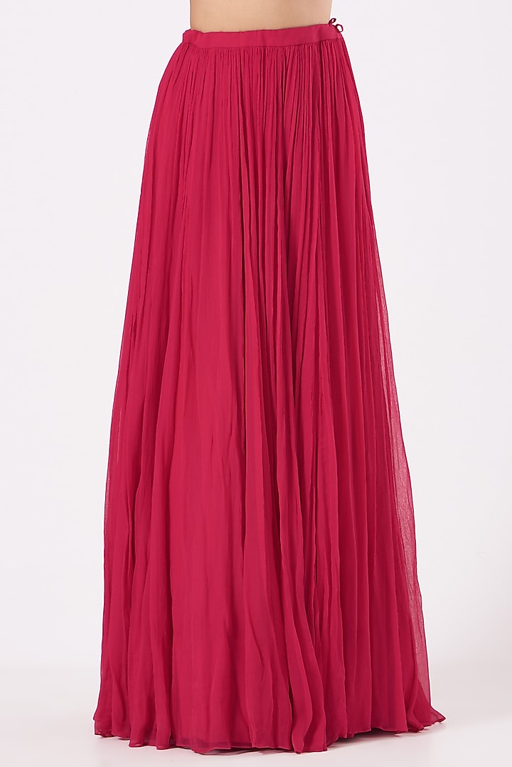Red Chiffon Skirt Set by Aneesh Agarwaal PRET at Pernia's Pop Up Shop