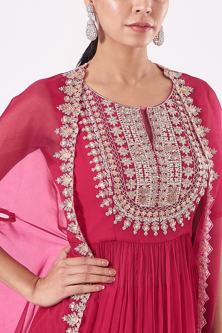 Red Chiffon Skirt Set by Aneesh Agarwaal PRET at Pernia's Pop Up Shop