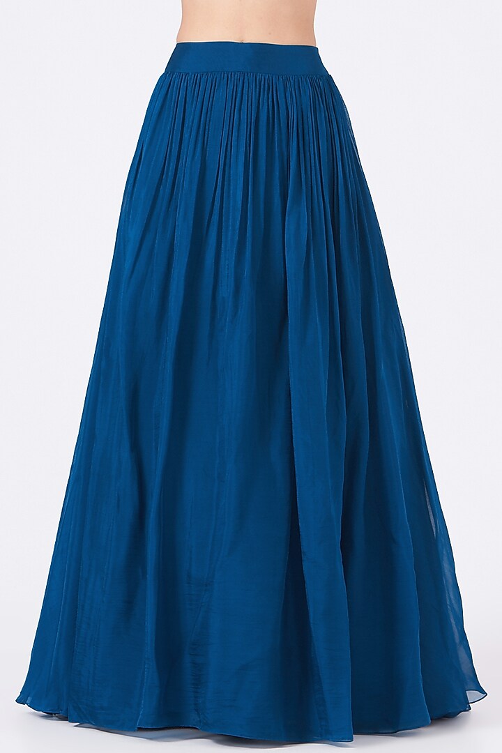Royal Blue Skirt Set With Embroidered Cape by Aneesh Agarwaal PRET at Pernia's Pop Up Shop