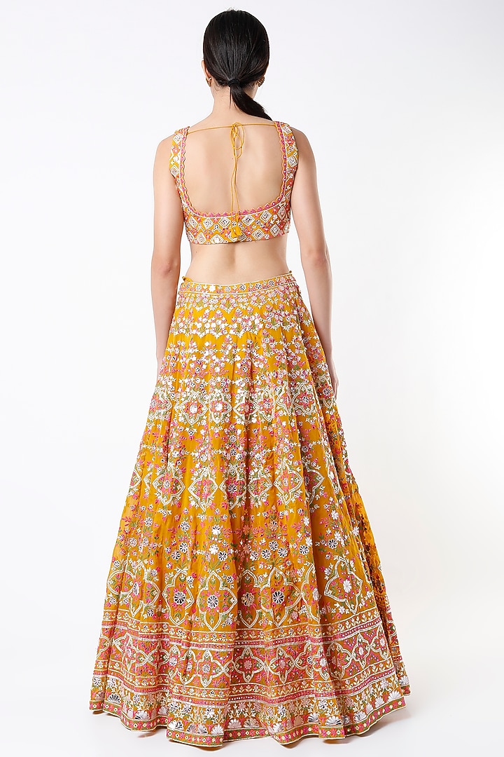 Yellow Embroidered Bridal Lehenga Set by Aneesh Agarwaal at Pernia's Pop Up Shop