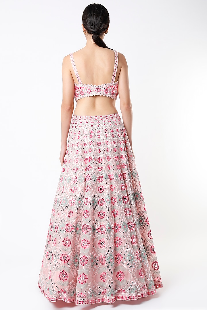 Blush Pink Embroidered Bridal Lehenga Set by Aneesh Agarwaal at Pernia's Pop Up Shop
