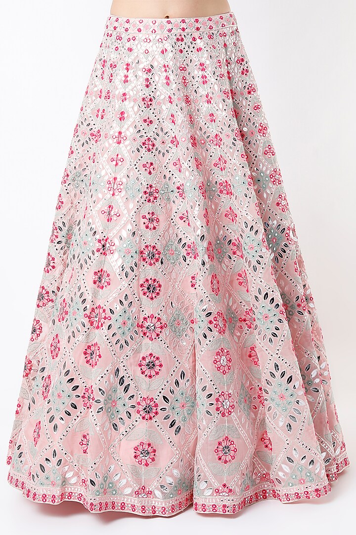 Blush Pink Embroidered Bridal Lehenga Set by Aneesh Agarwaal at Pernia's Pop Up Shop